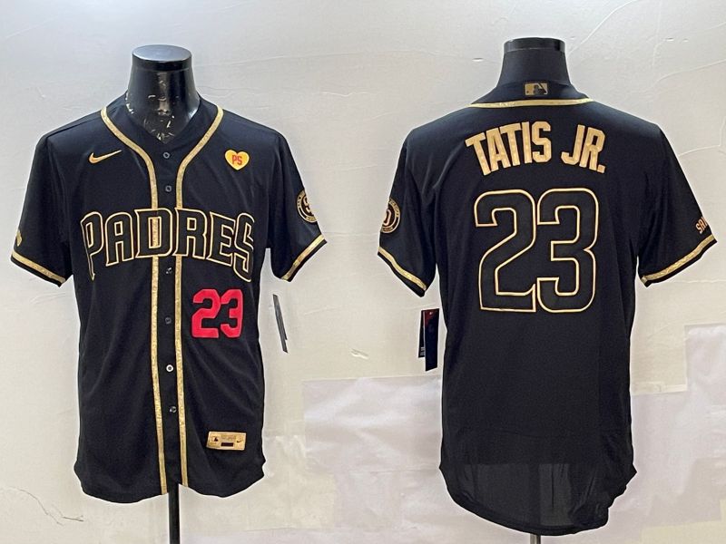Men San Diego Padres #23 Tatis jr Black Gold Elite 2025 Nike MLB Jersey style 10->san diego padres->MLB Jersey
